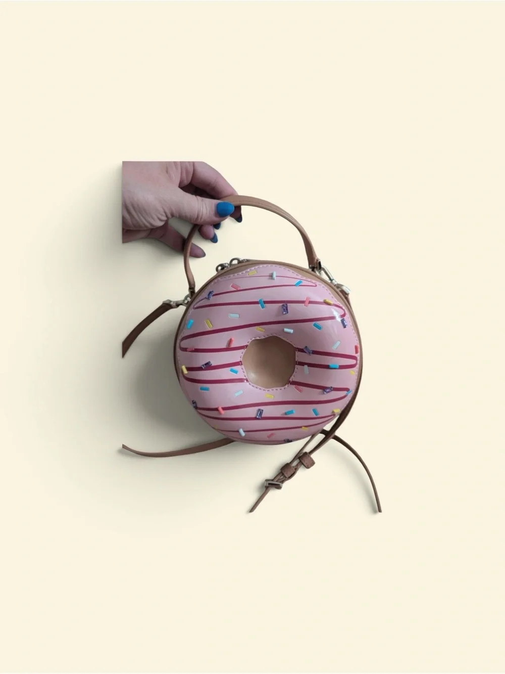 Kate Spade Novelty Pink Donut-Shaped Crossbody Bag with Sprinkles